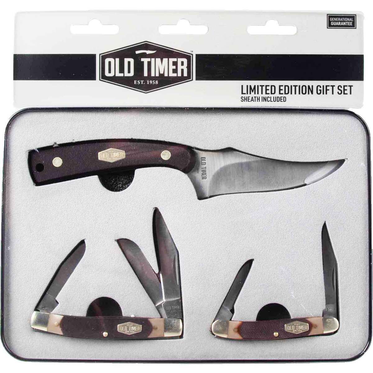 Old Timer Limited Edition 3 Piece Gift Knife Set - Brown | Sportsman's ...
