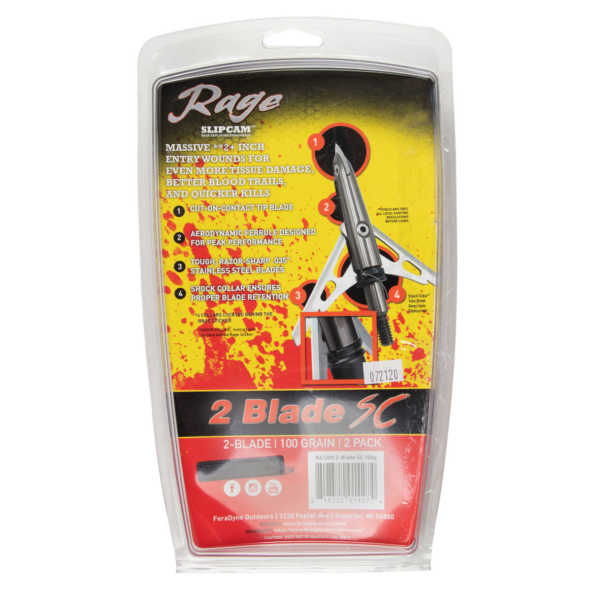 Rage 2-Blade SC Slipcam 100gr 2 Blade Expandable Broadhead - 2 Pack Rage 2-Blade SC Slipcam 100gr 2 Blade Expandable Broadhead - 2 Pack