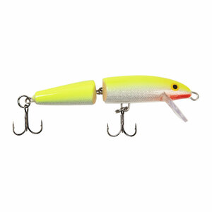 Rapala Jointed Hard Jerkbait - Silver / Fluorescent Chartreuse, 1/4oz, 3-1/2in, 5-7ft