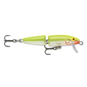 Rapala Jointed Hard Jerkbait - Silver / Fluorescent Chartreuse, 1/8oz, 2in, 3-5ft