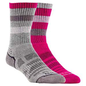 Realtree Women's Stripe 2 Pack Hunting Socks - Pink/Gray - M