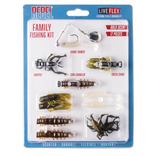 Rebel Pond and Creek Family Fishing Kit Bait 17Piece Assortment - Assortment