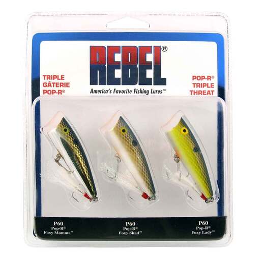 Rebel Pop-R Triple Threat Topwater Hard Bait – Foxy Momma/Foxy Shad/Foxy Lady 6