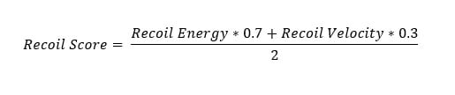 handgun recoil score equation