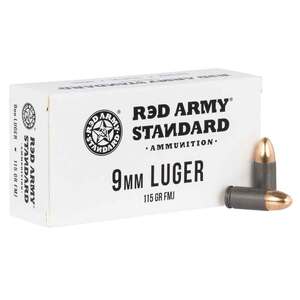 Red Army Standard 9mm Luger 115gr FMJ Handgun Ammo - 50 Rounds