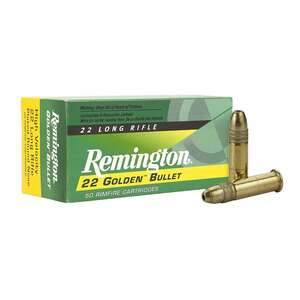 Remington 22 Golden Bullet 22 Long Rifle 40gr Brass Plated Hollow Point Rimfire Ammo - 50 Rounds