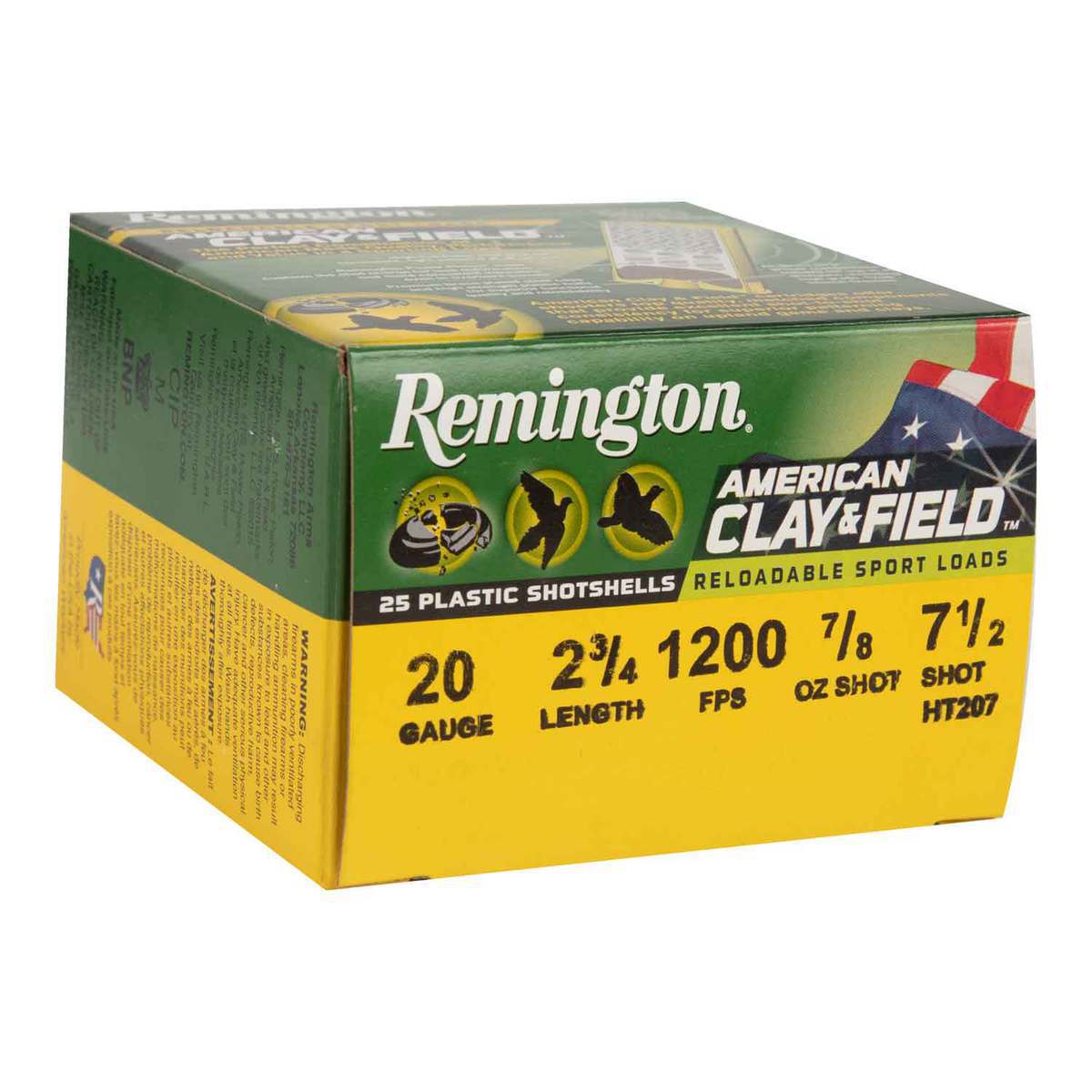 Remington American Clay And Field 20 Gauge 2-3/4in #7.5 7/8oz Target Shotshells - 25 Rounds Remington American Clay And Field 20 Gauge 2-3/4in #7.5 7/8oz Target Shotshells - 25 Rounds
