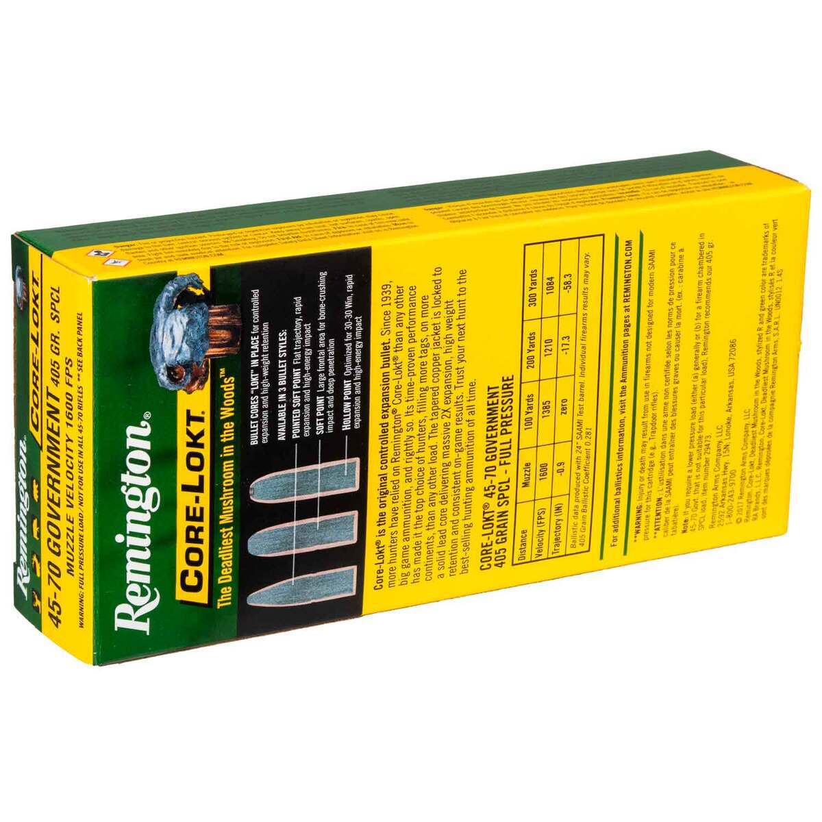 Remington Core-Lokt 45-70 Government 405gr SP Rifle Ammo - 20 Rounds Remington Core-Lokt 45-70 Government 405gr SP Rifle Ammo - 20 Rounds