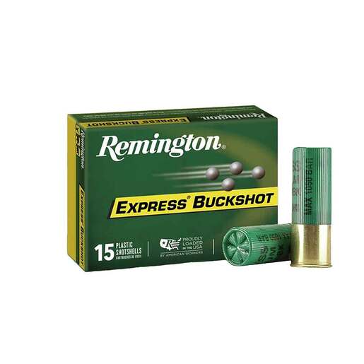 Remington Express Buckshot 12 Gauge 2-3/4in #00 Buck 9-Pellet Buckshot Shotshells Ammo - 15 Rounds Ammo - #00 Buck 15 Rounds - #00 Buck Ammo