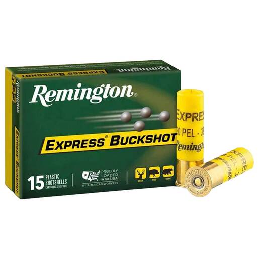 Remington Express Buckshot 20 Gauge 2-3/4in #3 Buck 20 Pellet Buckshot Shotshells Ammo - 15 Rounds Ammo - #3 Buck 15 Rounds - #3 Buck Ammo
