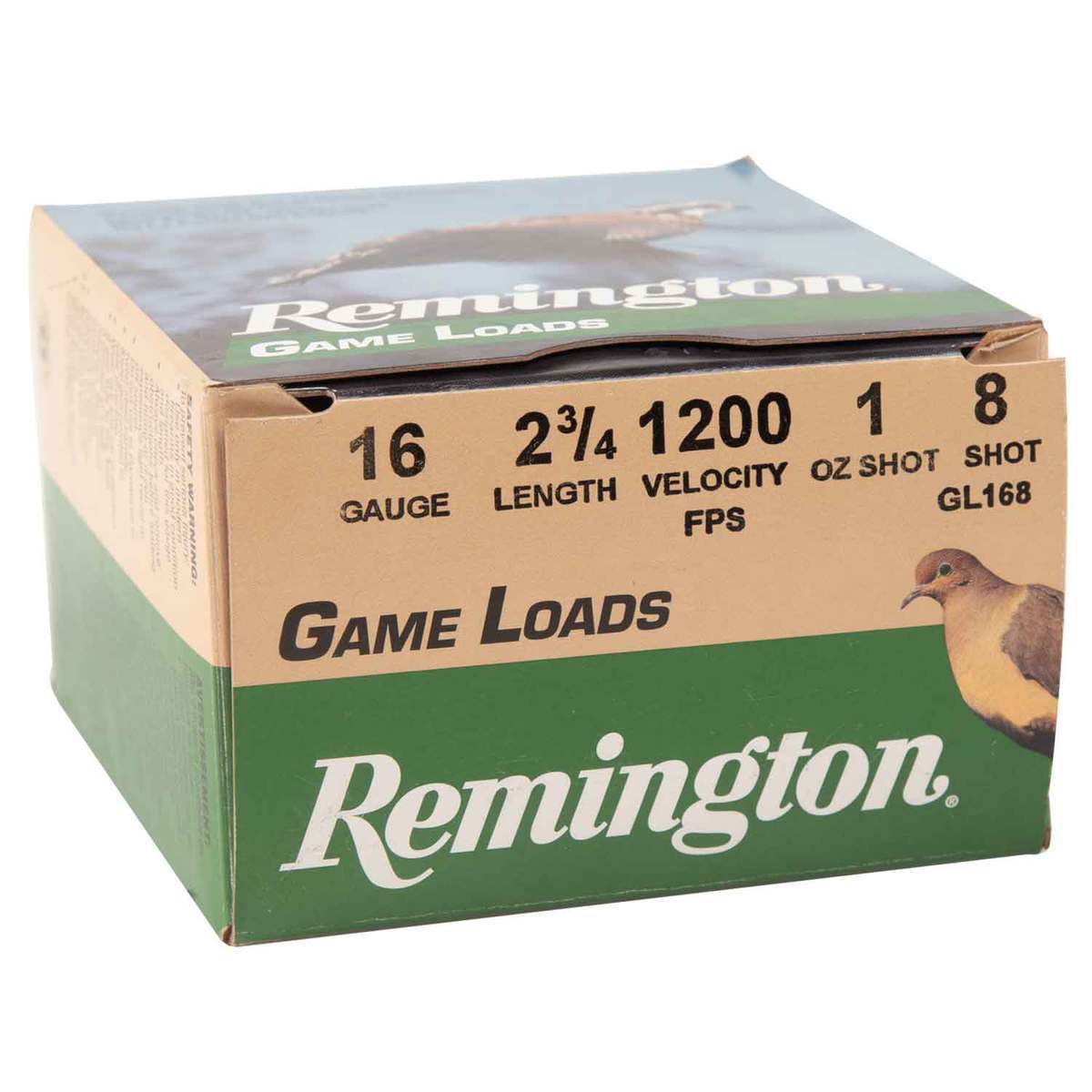Remington Game Load 16 Gauge 2-3/4in #8 1oz Upland Shotshells - 25 Rounds Remington Game Load 16 Gauge 2-3/4in #8 1oz Upland Shotshells - 25 Rounds