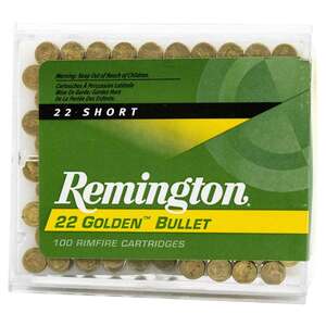 Remington Golden Bullet 22 Short 29gr PLRN Rimfire Ammo - 100 Rounds Remington Golden Bullet 22 Short 29gr PLRN Rimfire Ammo - 100 Rounds