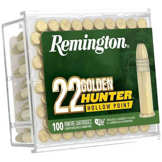 Remington Golden Hunter 22 Long Rifle 40gr Plated Hollow Point Rimfire Rifle Ammo Ammo - 100 Rounds 100 Rounds Ammo