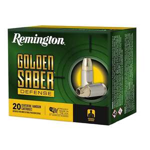 Remington Golden Saber Defense 45 Auto (ACP) +P 185gr BJHP Handgun Ammo - 20 Rounds