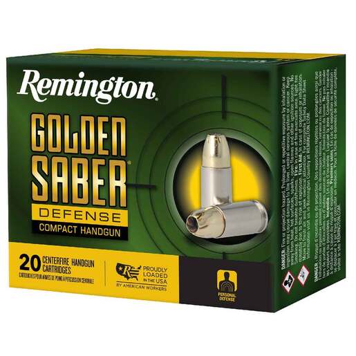 Remington Golden Saber Defense Compact 10mm Auto 180gr Brass Jacketed Hollow Point Handgun Ammo Ammo - 20 Rounds 20 Rounds Ammo
