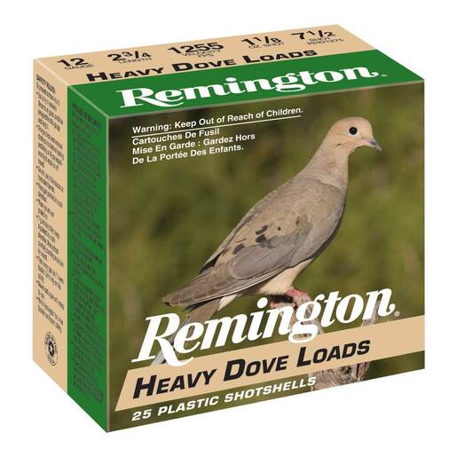 Remington Heavy Dove 12 Gauge 2-3/4in #7.5 1-1/8oz Upland Shotshells – 25 Rounds – #7.5