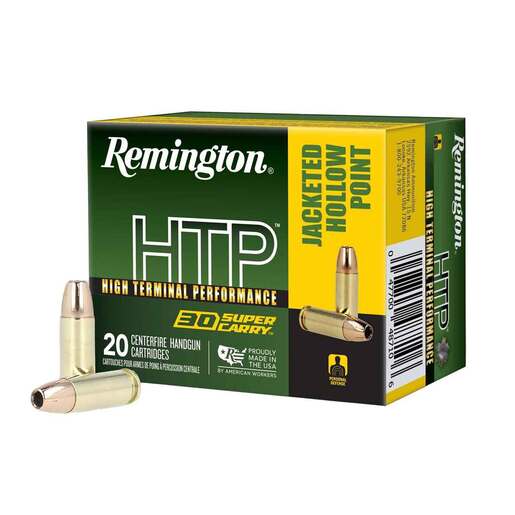 Remington High Terminal Performance 30 Super Carry 100gr Jacketed Hollow Point Centerfire Handgun Ammo Ammo - 20 Rounds 20 Rounds Ammo