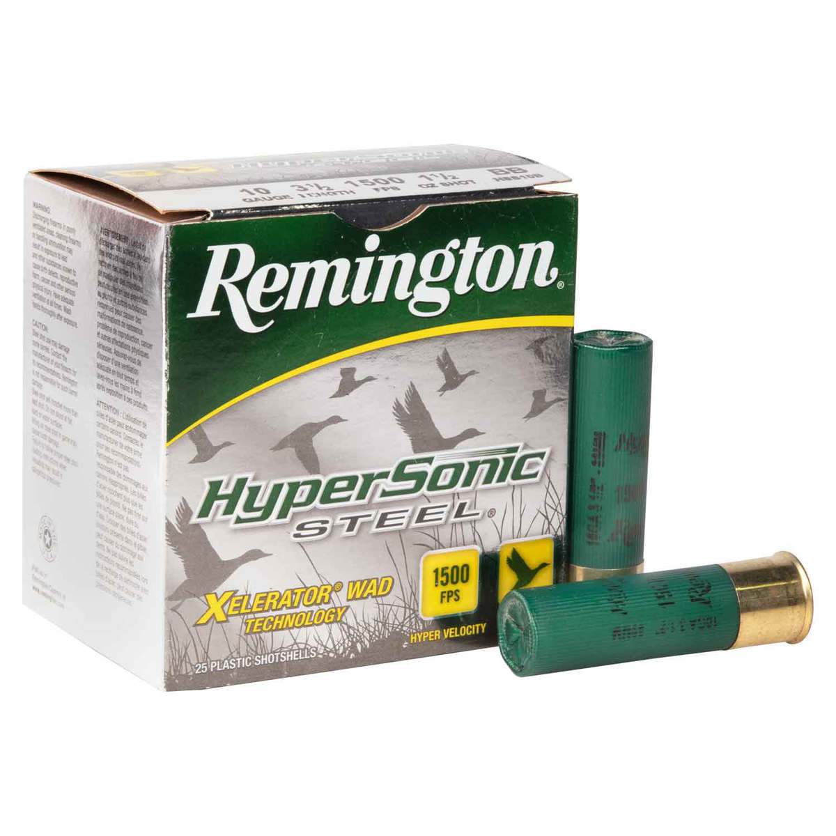 Remington HyperSonic Steel 10 Gauge 3-1/2in BB 1-1/2oz Waterfowl Shotshells - 25 Rounds Remington HyperSonic Steel 10 Gauge 3-1/2in BB 1-1/2oz Waterfowl Shotshells - 25 Rounds