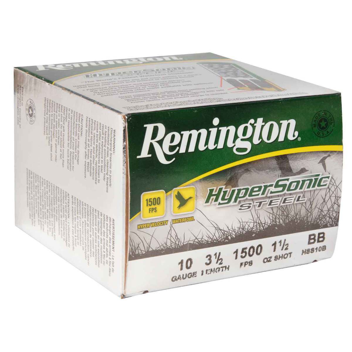 Remington HyperSonic Steel 10 Gauge 3-1/2in BB 1-1/2oz Waterfowl Shotshells - 25 Rounds Remington HyperSonic Steel 10 Gauge 3-1/2in BB 1-1/2oz Waterfowl Shotshells - 25 Rounds