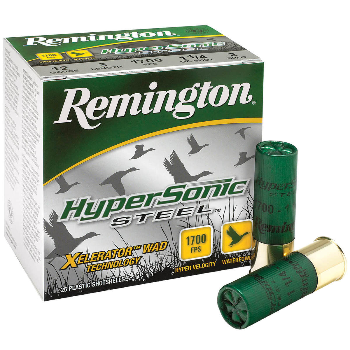 Remington Hypersonic Steel 12 Gauge 3in #4 1-1/8oz Waterfowl Shotshells - 25 Rounds Remington Hypersonic Steel 12 Gauge 3in #4 1-1/8oz Waterfowl Shotshells - 25 Rounds