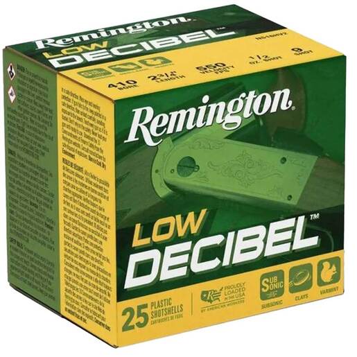 Remington Low Decibel 410 Gauge 2-1/2in #9 1/2 Oz Upland Shotshells Ammo - 25 Rounds Ammo - #9 25 Rounds - #9 Ammo