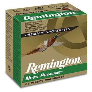 Remington Nitro Pheasant 12 Gauge 2-3/4in #4 1-1/4oz Upland Shotshells - 25 Rounds Remington Nitro Pheasant 12 Gauge 2-3/4in #4 1-1/4oz Upland Shotshells - 25 Rounds