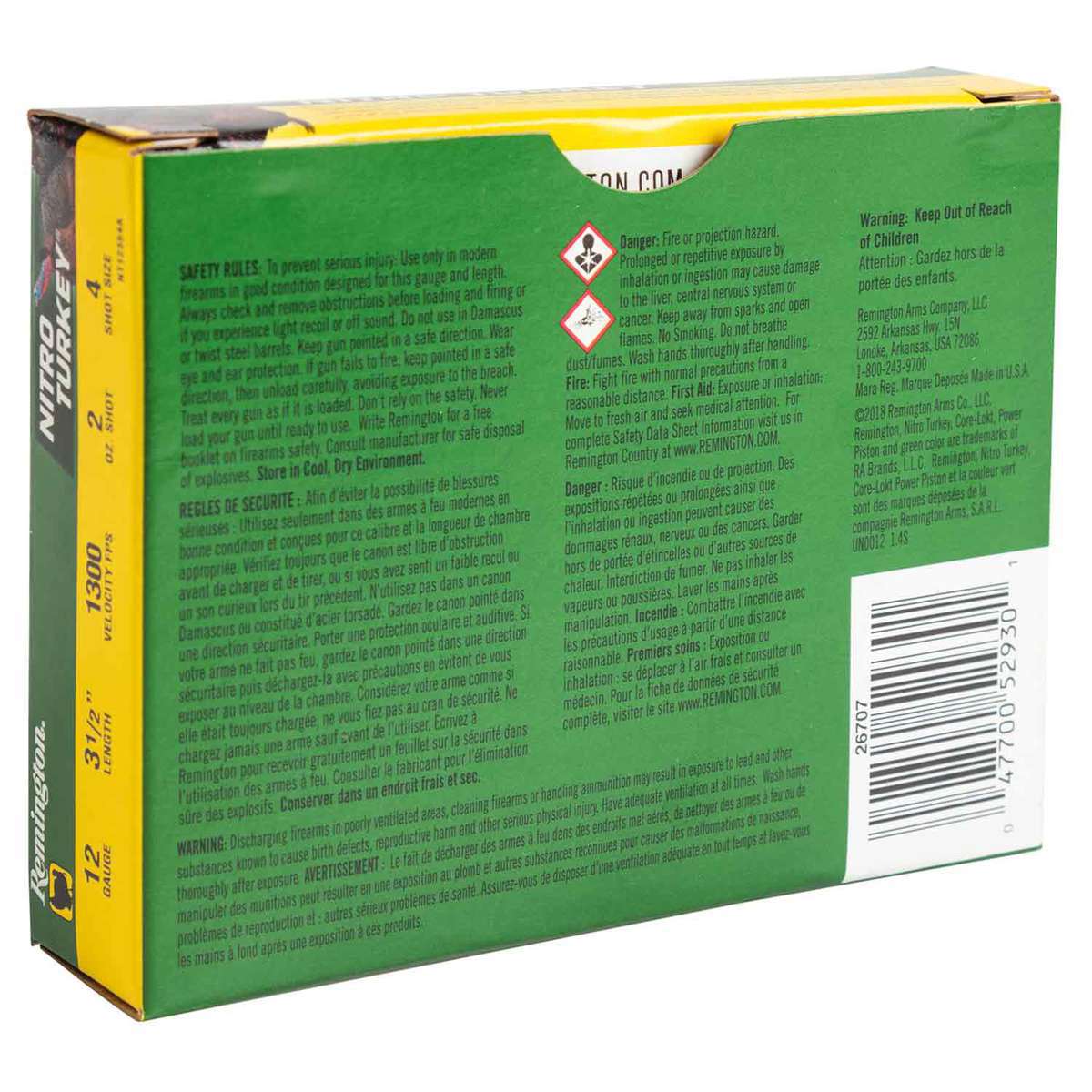 Remington Nitro Turkey 12 Gauge 3-1/2in #4 2oz Turkey Shotshells - 5 Rounds Remington Nitro Turkey 12 Gauge 3-1/2in #4 2oz Turkey Shotshells - 5 Rounds
