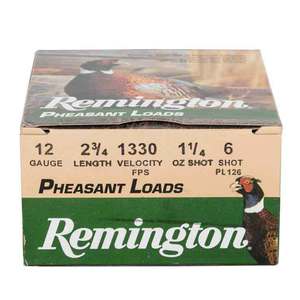 Remington Pheasant Loads 12 Gauge 2-3/4in #6 1-1/4oz Upland Shotshells - 25 Rounds