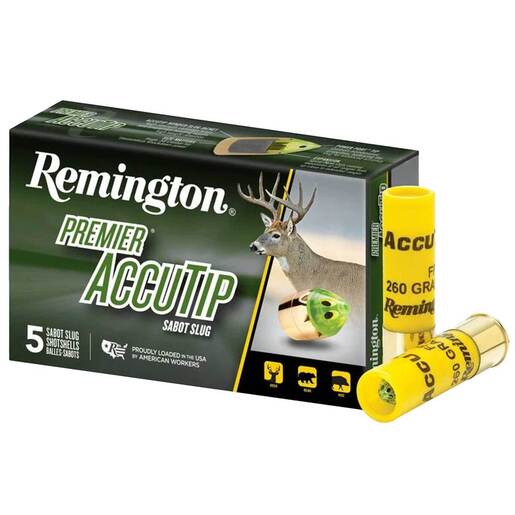 Remington Premier AccuTip 20 Gauge 2-3/4in 260gr 3/5oz Sabot Slug Shotshells – 5 Rounds
