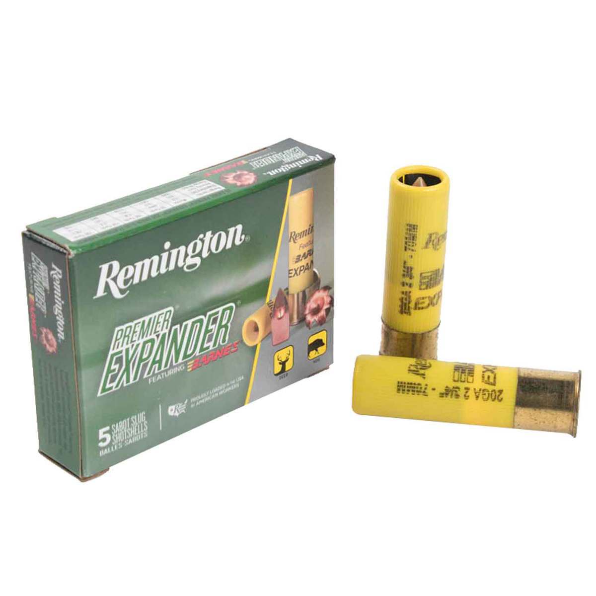 Remington Premier Expander Sabot Slugs 20 Gauge 2-3/4in Slug Shotshells - 5 Rounds Remington Premier Expander Sabot Slugs 20 Gauge 2-3/4in Slug Shotshells - 5 Rounds