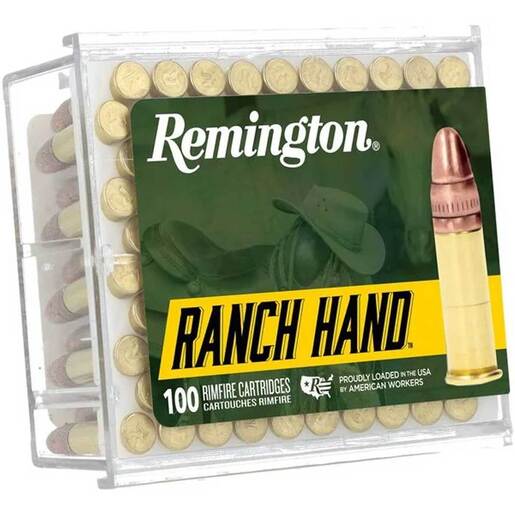 Remington Ranch Hand 22 Long Rifle 40gr Copper Plated Round Nose Rimfire Rifle Ammo Ammo - 100 Rounds 100 Rounds Ammo