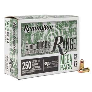 Remington Range 9mm Luger 115gr FMJ Handgun Ammo - 250 Rounds