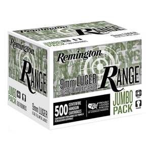 Remington Range 9mm Luger 115gr Full Metal Jacket Handgun Ammo - 500 Rounds