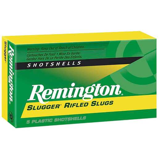 Remington Slugger 12 Gauge 2-3/4in Rifled Slug 1oz Slug Shotshells Ammo - 5 Rounds Ammo - Slug 5 Rounds - Slug Ammo