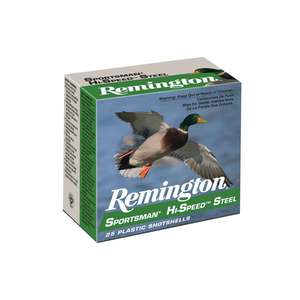 Remington Sportsman Hi-Speed Steel 12 Gauge 3in #4 1-1/8oz Waterfowl Shotshells - 25 Rounds Remington Sportsman Hi-Speed Steel 12 Gauge 3in #4 1-1/8oz Waterfowl Shotshells - 25 Rounds
