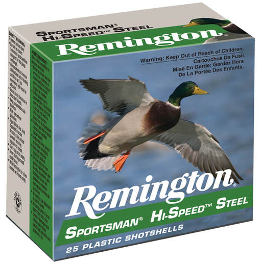 Remington Sportsmans Hi-Speed Steel 12 Gauge 3in #4 1-1/4oz Waterfowl Shotshells – 25 Rounds – #4
