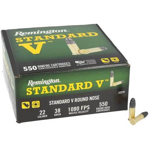 Remington Standard V 22 Long Rifle 38gr Lead Round Nose Rimfire Ammo Ammo - Bulk 550 Rounds Bulk 550 Rounds Ammo