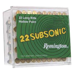 Remington Subsonic 22 Long Rifle 38gr Hollow Point Rimfire Ammo - 100 Rounds