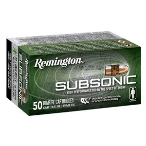 Remington Subsonic 22 Long Rifle 40gr Copper HP Rimfire Ammo - 50 Rounds