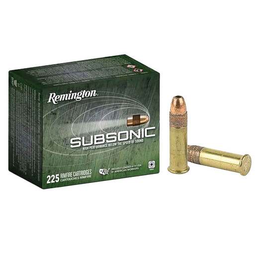 Remington Subsonic 22 Long Rifle 40gr Copper-Plated HP Rimfire Ammo Ammo - 225 Rounds 225 Rounds Ammo