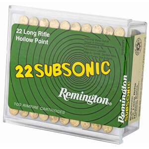 Remington Subsonic 22 Long Rifle 40gr HP Rimfire Ammo - 100 Rounds