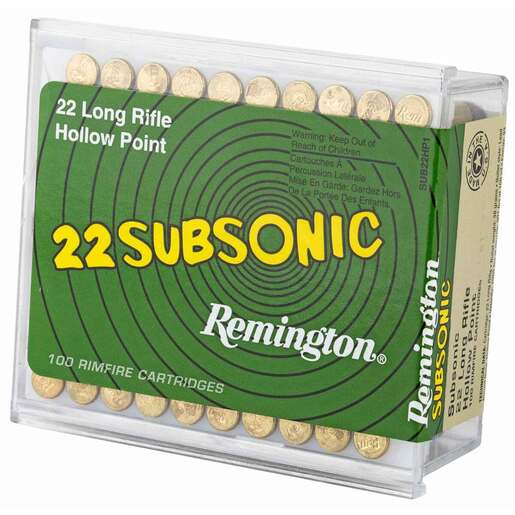 Remington Subsonic 22 Long Rifle 40gr HP Rimfire Ammo Ammo - 100 Rounds 100 Rounds Ammo