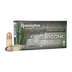 Remington Subsonic 9mm Luger 147gr Flat Nose Enclosed Base Centerfire Handgun Ammo - 50 Rounds