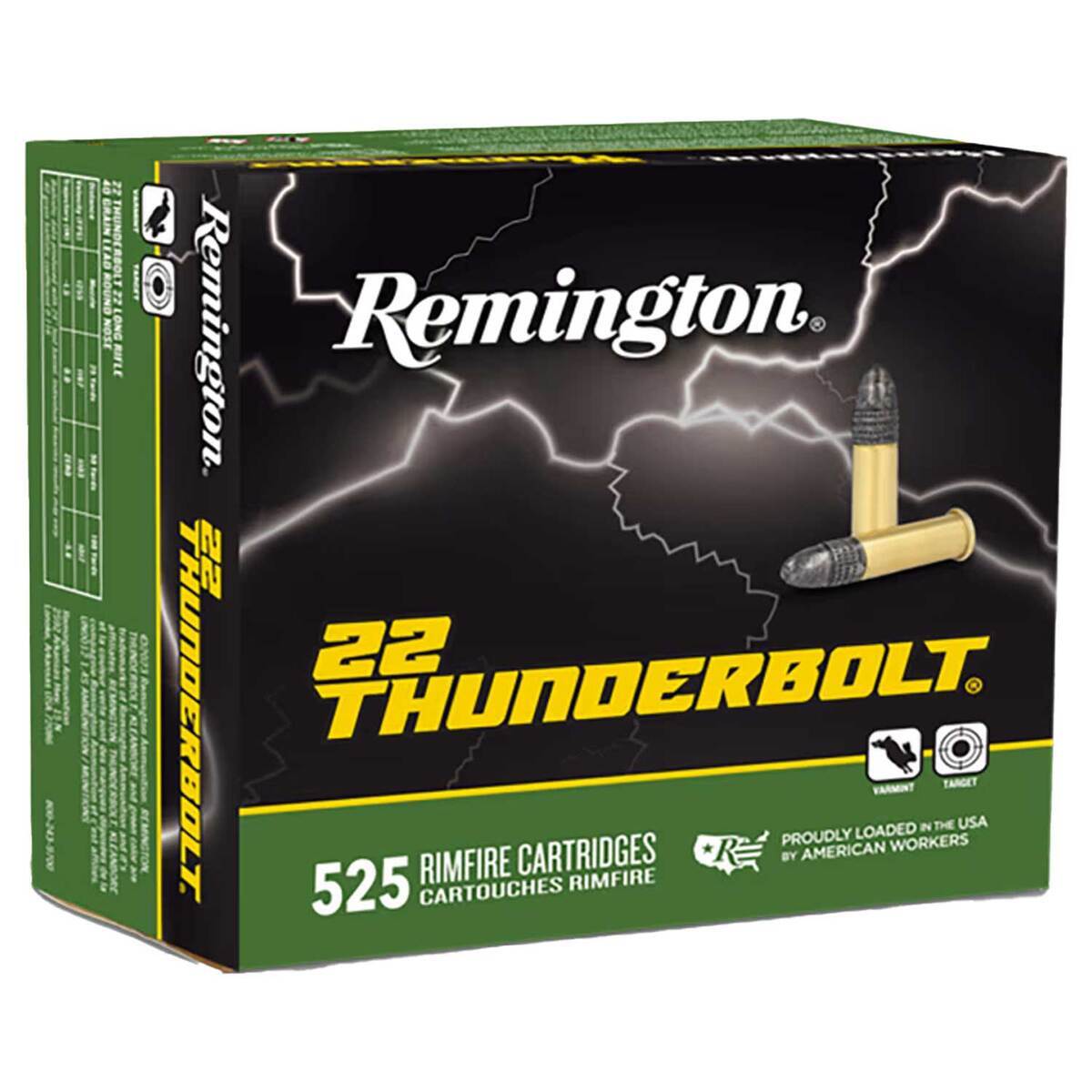 Remington Thunderbolt 22 Long Rifle 40gr LRN Rimfire Ammo - 525 Rounds Remington Thunderbolt 22 Long Rifle 40gr LRN Rimfire Ammo - 525 Rounds