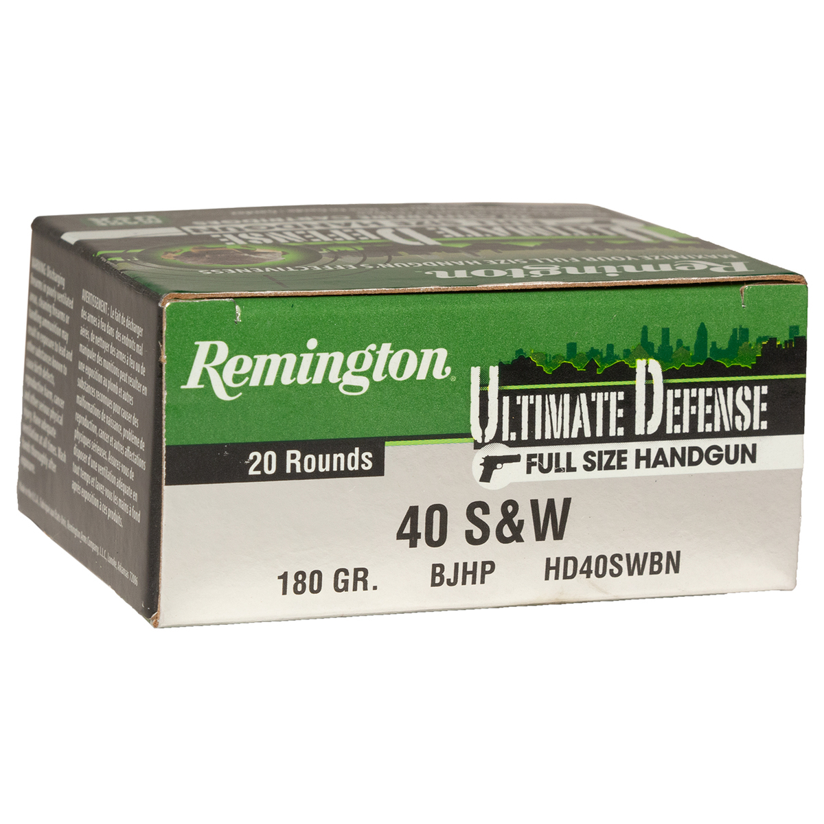 Remington Ultimate Defense 40 S&W 180gr BJHP Handgun Ammo - 20 Rounds Remington Ultimate Defense 40 S&W 180gr BJHP Handgun Ammo - 20 Rounds