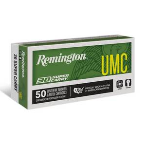 Remington UMC 30 Super Carry 100gr FMJ Handgun Ammo - 50 Rounds