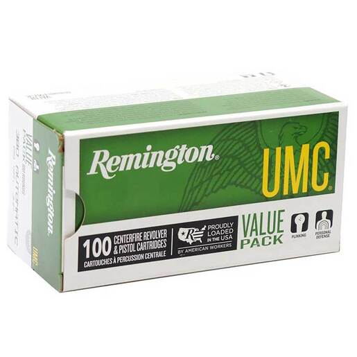 Remington UMC 380 Auto (ACP) 88gr JHP Centerfire Handgun Ammo Ammo - 100 Rounds 100 Rounds Ammo
