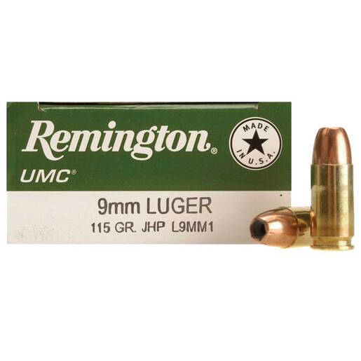 Remington UMC 9mm Luger 115gr JHP Handgun Ammo Ammo - 50 Rounds 50 Rounds Ammo