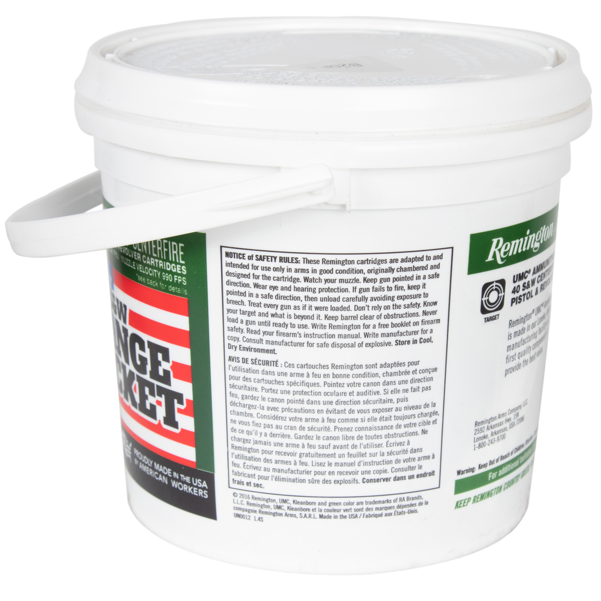 Remington UMC Range Bucket 40S&W 180gr MCB Handgun Ammo - 300 Rounds Remington UMC Range Bucket 40S&W 180gr MCB Handgun Ammo - 300 Rounds