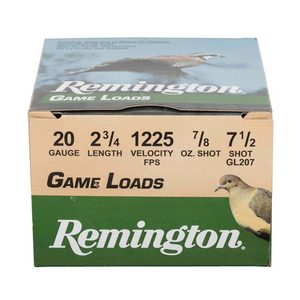 Remington Game Load 20 Gauge 2-3/4in #7.5 7/8oz Upland Shotshells - 25 Rounds